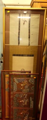 Lot 1200 - A Japanese painted scroll depicting Samurai...