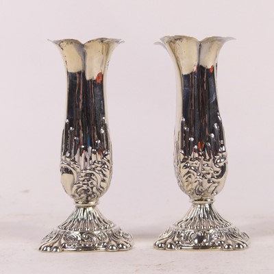 Lot 445 - A pair of Victorian silver spill vases, each...