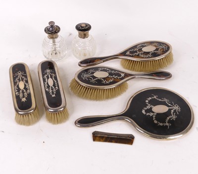 Lot 447 - A George V silver clad tortoiseshell and...