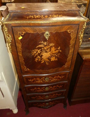 Lot 1213 - A circa 1900 French walnut, rosewood, floral...