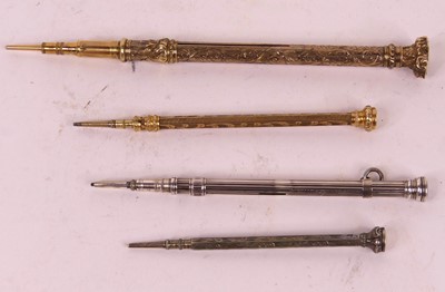 Lot 459 - A 19th century yellow metal propelling pencil,...