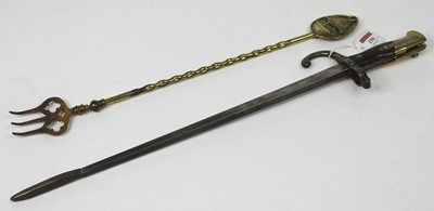 Lot 150 - A bayonet converted to a fire poker, together...