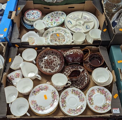 Lot 479 - Two boxes of ceramics to include Colclough...