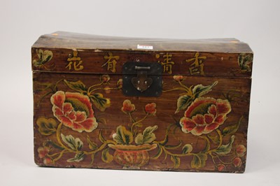 Lot 617 - A Chinese painted wooden trunk, w.44cm