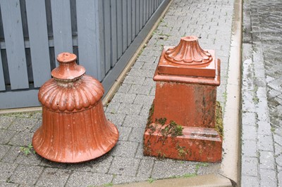 Lot 1390 - A terracotta classical style urn planter on...