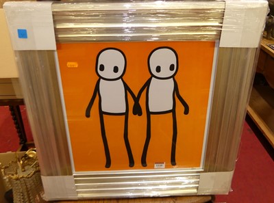 Lot 1110 - After Stik - Holding hands in orange,...