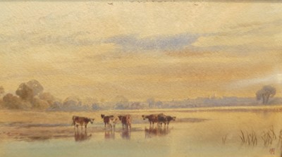 Lot 1112 - Henry Pilleau (1813-1899) - Cattle watering at...