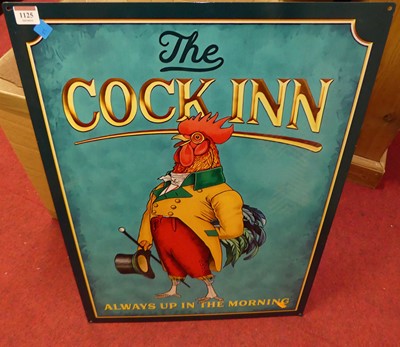 Lot 1125 - A lithograph printed tin sign 'The Cock Inn',...