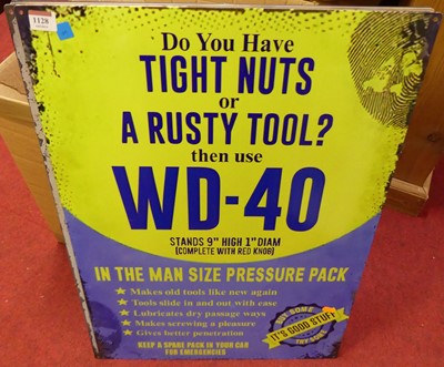 Lot 1128 - A lithograph printed tin sign 'WD40', 70 x 50cm