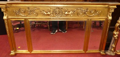 Lot 1132 - A reproduction gilt composition chimney mirror,...