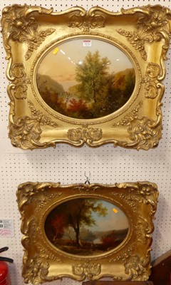 Lot 1133 - A pair of reverse oil paintings on glass of...