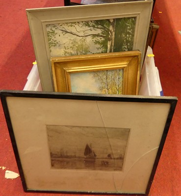 Lot 1159 - A box of assorted pictures and prints, to...