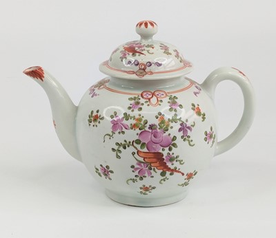 Lot 2092 - A Lowestoft porcelain teapot, circa 1790, of...