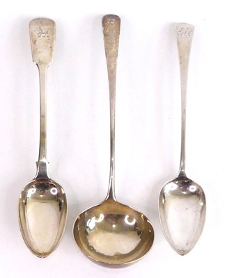 Lot 2150 - A George III silver soup ladle, in the Old...