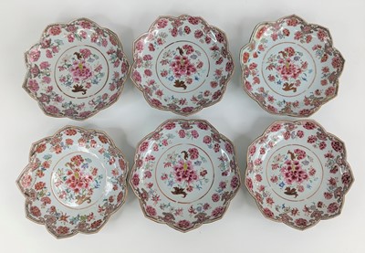 Lot 2371 - A set of six Chinese famille rose export...