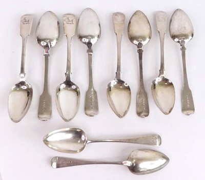 Lot 2158 - Two sets of four Georgian silver tablespoons,...