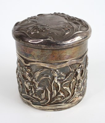 Lot 70 - An Art Nouveau silver cylindrical canister and...