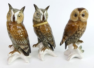 Lot 31 - Karl Ens - a pair of porcelain model owls,...