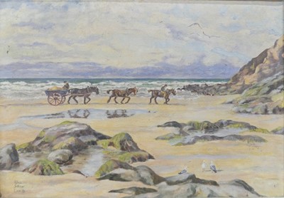 Lot 254 - Una Madeline Shaw Lang - Dray horses on the...