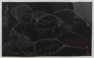 Lot 233 - Eric Gill (1882-1940) - Lying female nude,...