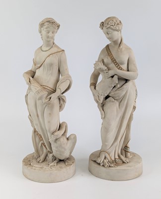 Lot 2115 - A pair of Goss parian figures of ladies, circa...