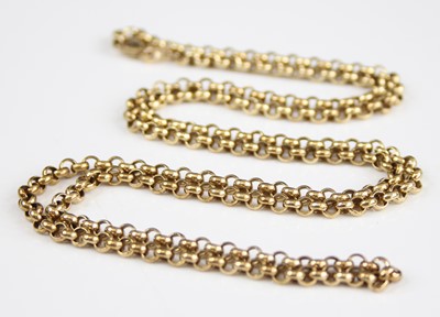 Lot 2278 - A 9ct gold belcher link guard chain, with...