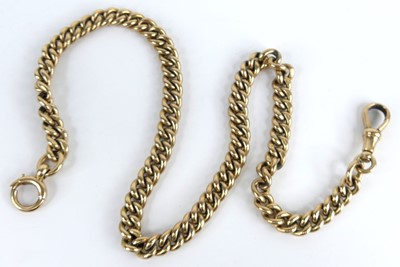 Lot 2270 - A 9ct gold curblink watch chain, with lobster...