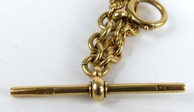 Lot 2275 - An 18ct gold trombone link watch chain, with...