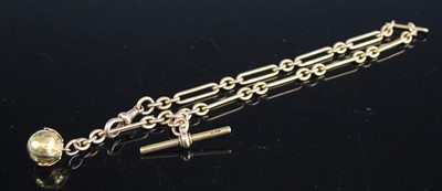 Lot 2269 - A 15ct gold trombone link watch chain, with...