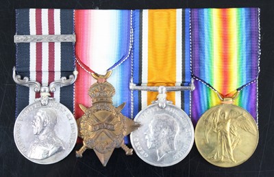 Lot 3009 - A Great War Gallantry group of four medals to...