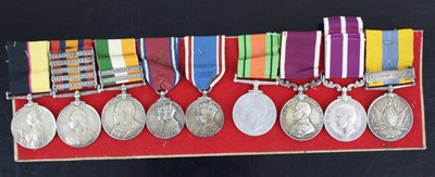 Lot 3019 - A family group of nine medals to include Queen'...