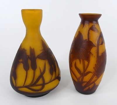 Lot 46 - Two French Art Nouveau cameo glass vases by...