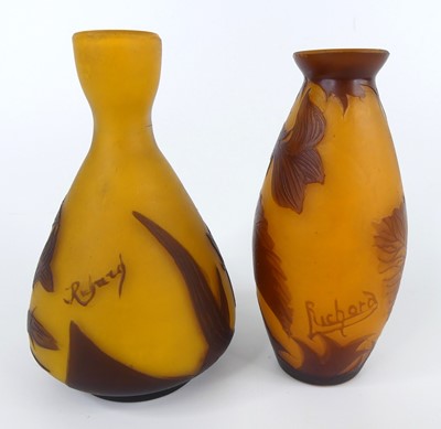 Lot 46 - Two French Art Nouveau cameo glass vases by...