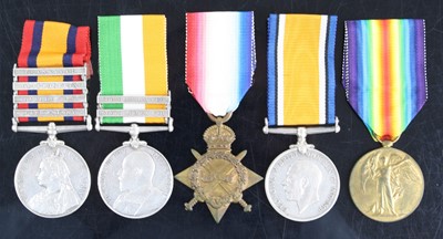 Lot 3050 - A Boer War / Great War group of five medals to...