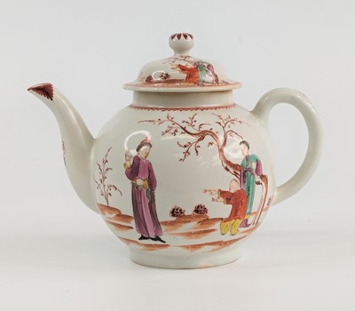 Lot 2094 - A Lowestoft porcelain teapot, circa 1790, of...