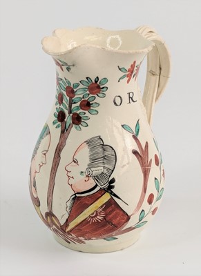 Lot 2087 - A Leeds creamware jug, circa 1770, of baluster...