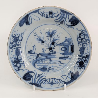 Lot 2083 - A Delftfield of Glasgow blue and white plate,...