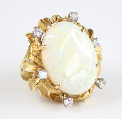 Lot 2223 - An 18ct gold opal and diamond abstract cluster...