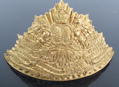 Lot 3080 - A post 1901 12th Lancers brass helmet plate,...