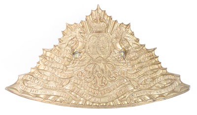 Lot 3080 - A post 1901 12th Lancers brass helmet plate,...
