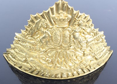 Lot 3081 - A Victorian 12th Lancers brass helmet plate,...
