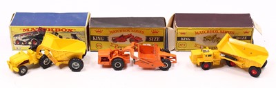 Lot 757 - A Matchbox group of three boxed earth moving...