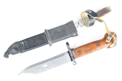 Lot 3180 - A Russian 6X3 (AKM Type 1) bayonet, having a...