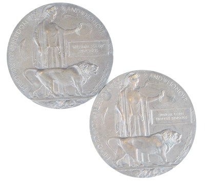 Lot 3228 - A pair of WW I bronze memorial plaques, naming...