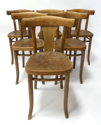 Lot 342 - A set of six circa 1900 bentwood barback café...