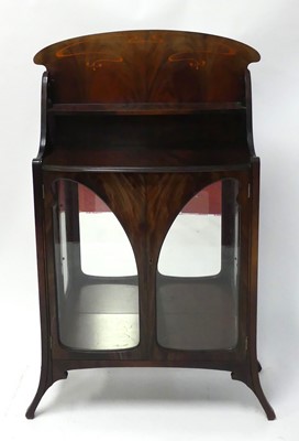 Lot 341 - A Belgian Art Nouveau flame mahogany double...