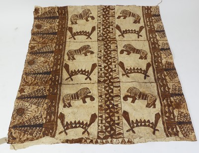 Lot 551 - A mid-20th century Polynesian tapa cloth, the...