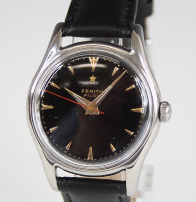 Lot 2314 - A gents stainless steel Zenith Pilot automatic...