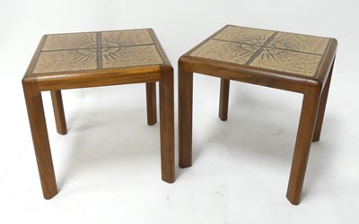 Lot 360 - A pair of 1970s G-Plan teak and tile-top inset...