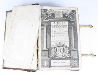 Lot 2001 - An 18th century Dutch Bible, Biblia Dat In De...